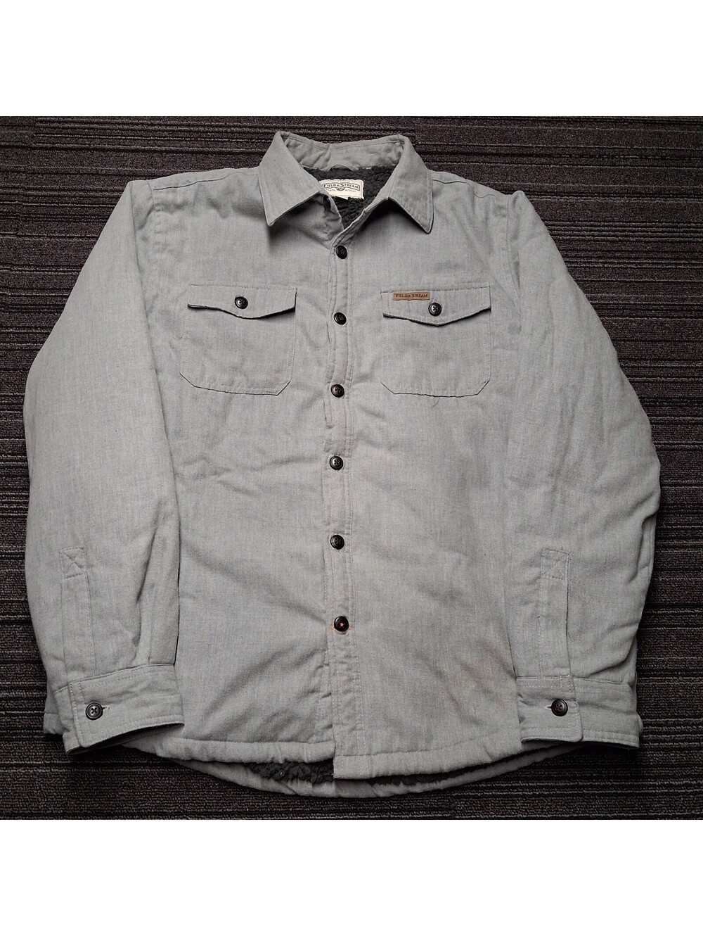 Field & Stream Sherpa Lined Shirt Jacket Mens Medium Gray Button Up Shacket